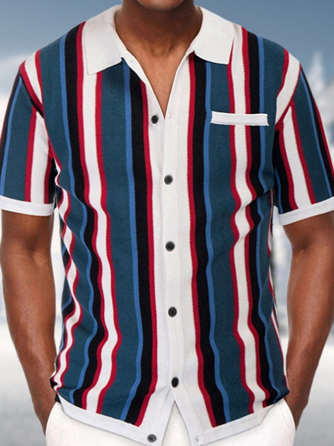 MV Polo Collar Stripes Casual Shirt