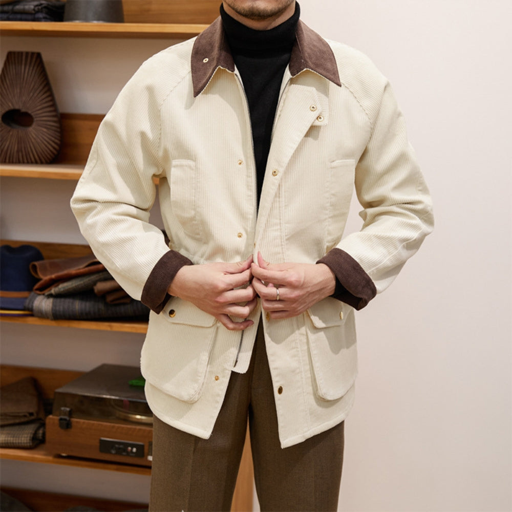 MV British Thick Windbreaker Corduroy Lapel Jacket