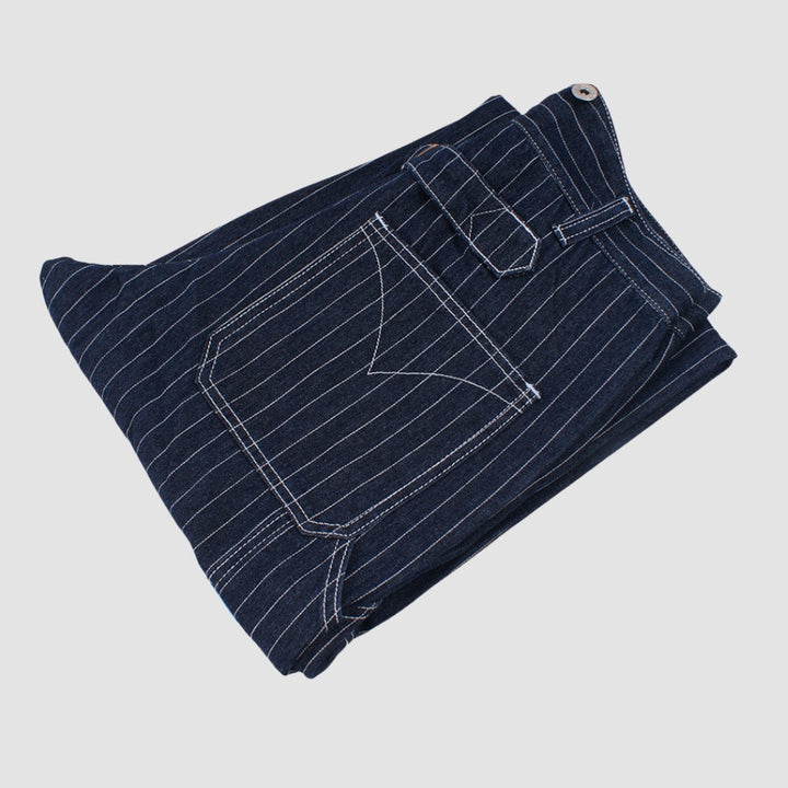 MV Wide-Leg Striped Railway Jeans Pants