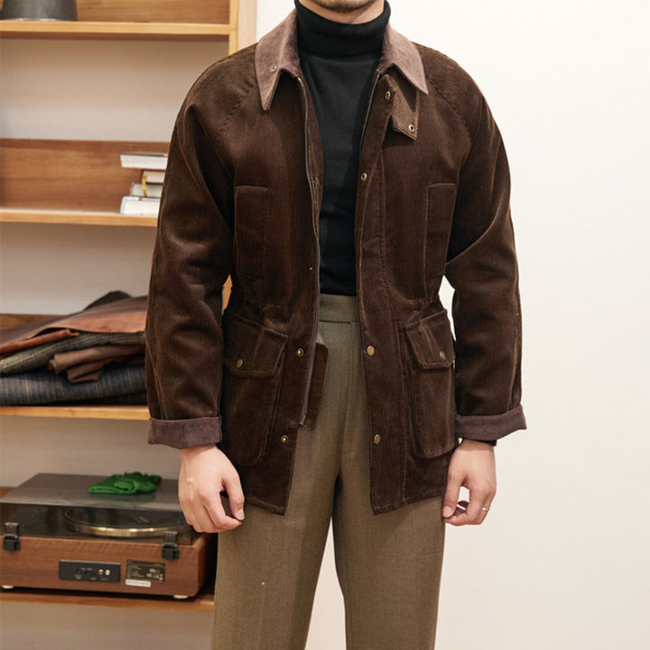 MV British Thick Windbreaker Corduroy Lapel Jacket