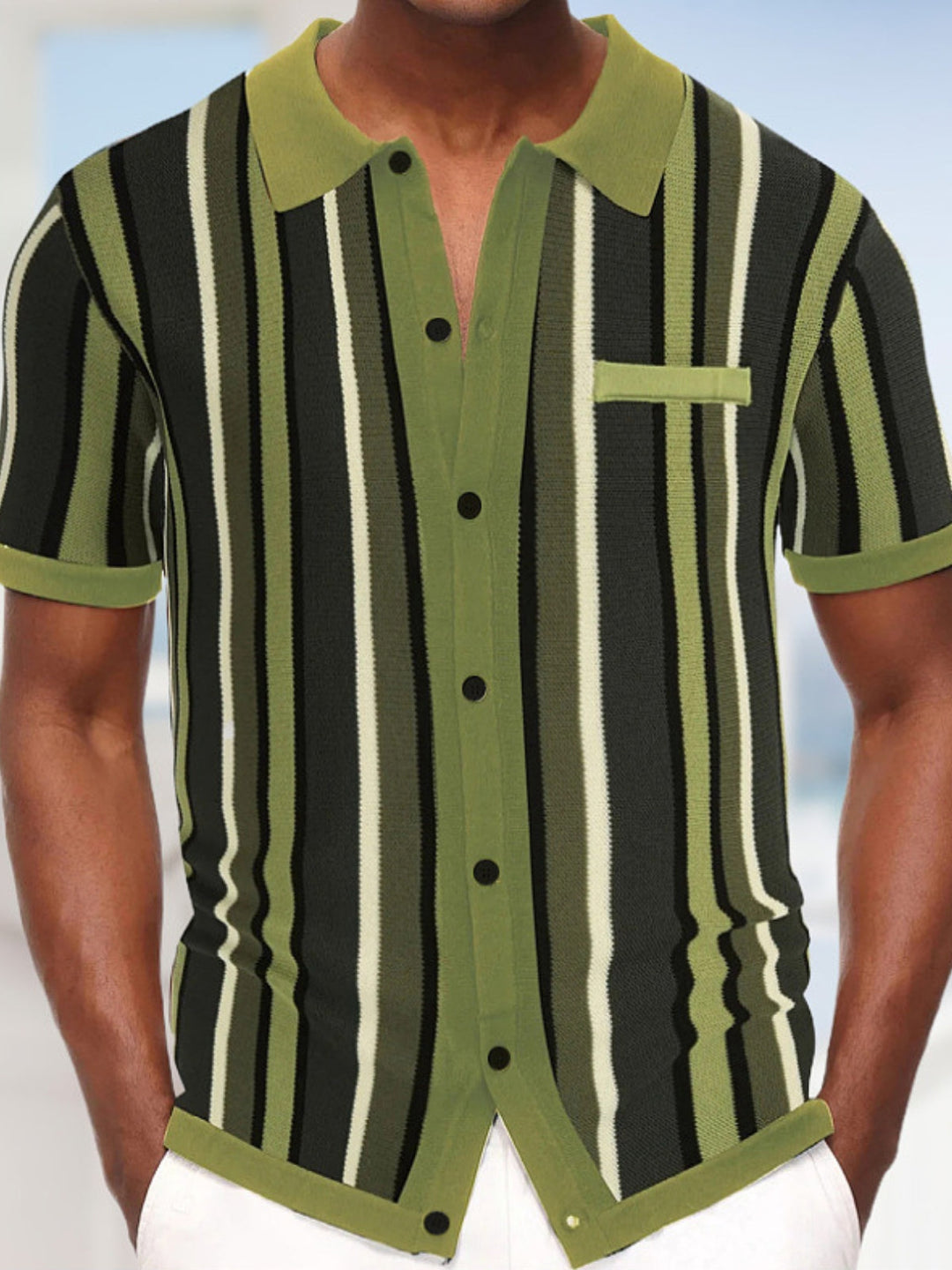 MV Polo Collar Stripes Casual Shirt