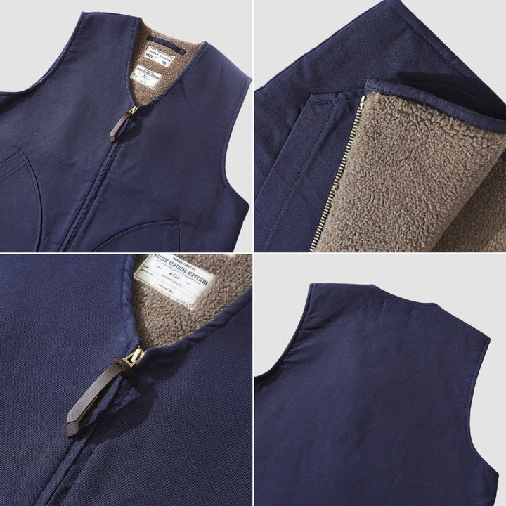 MV Navy Lambskin Wool Vest