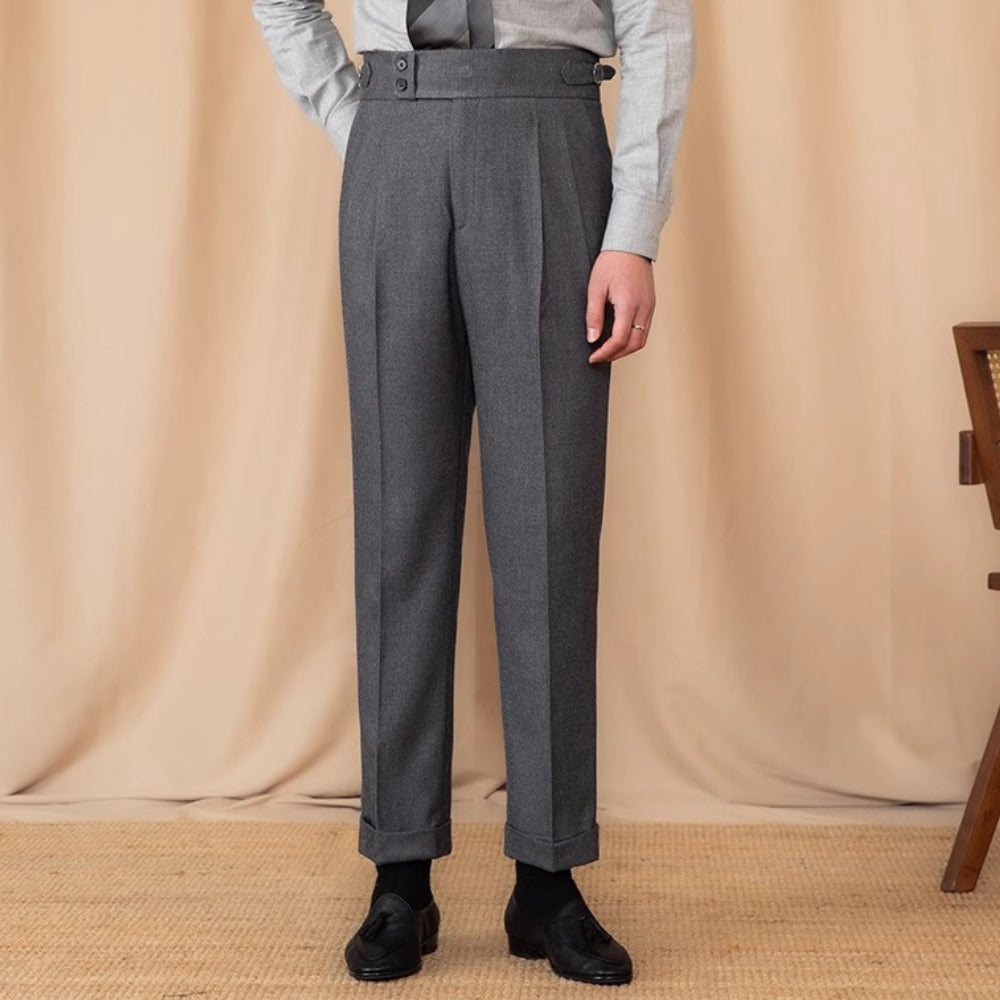 MV Adjustable Buckle High Waist Straight Suit Pants