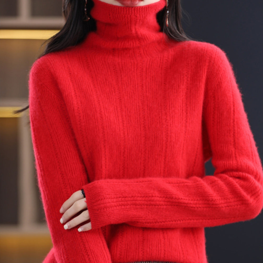 MV Pure Wool Seamless Knit Pile Collar Sweater