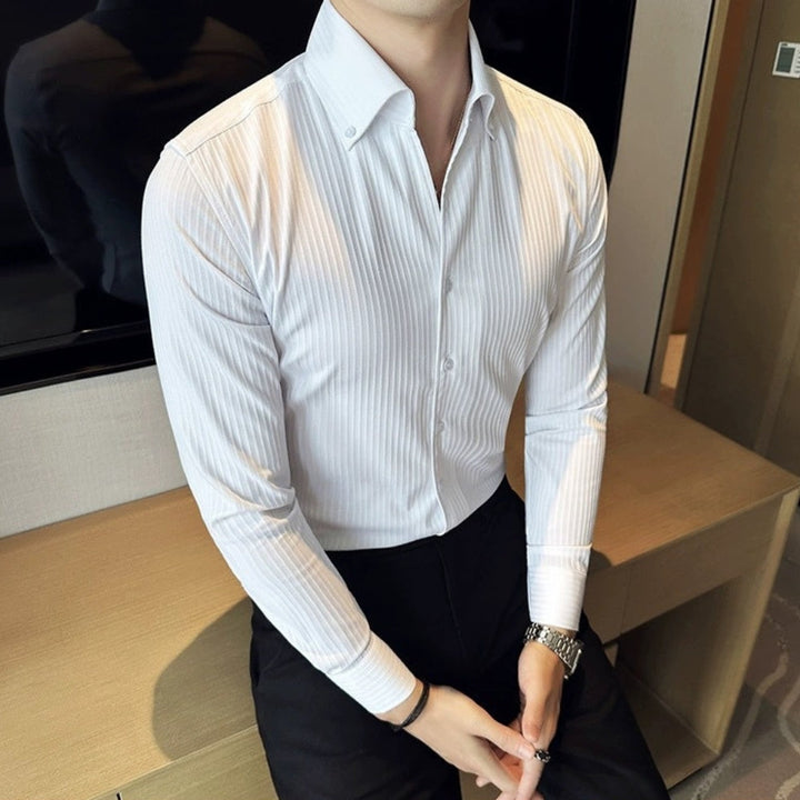 MV Non-Wrinkle Athletic Collar Striped Shirt