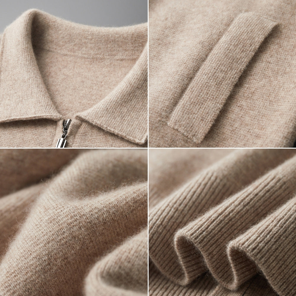 MV Woolen Cashmere Lapel Collar Cardigan