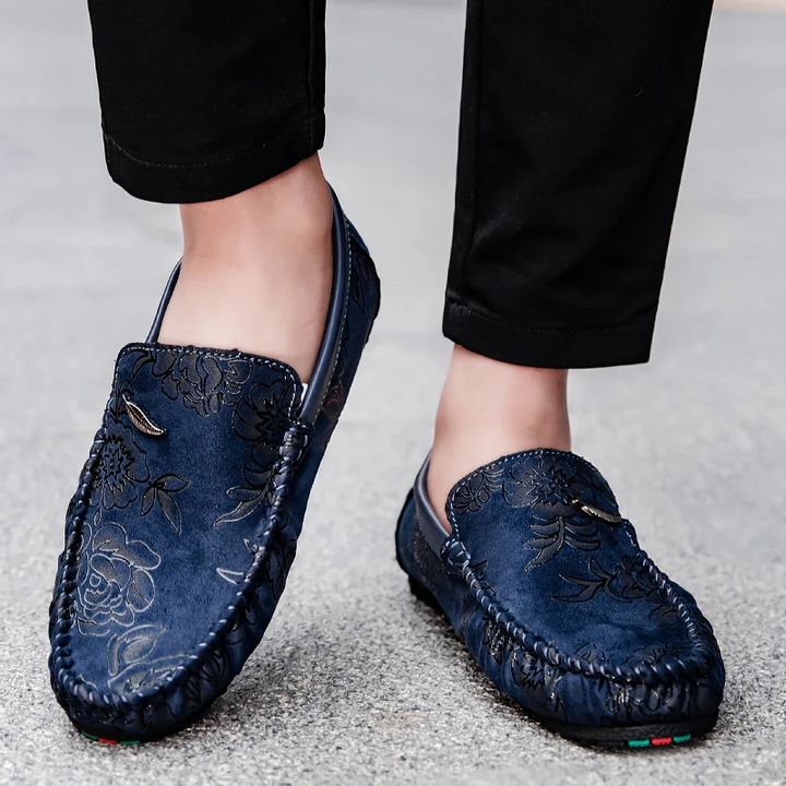 Floral Leather Loafers