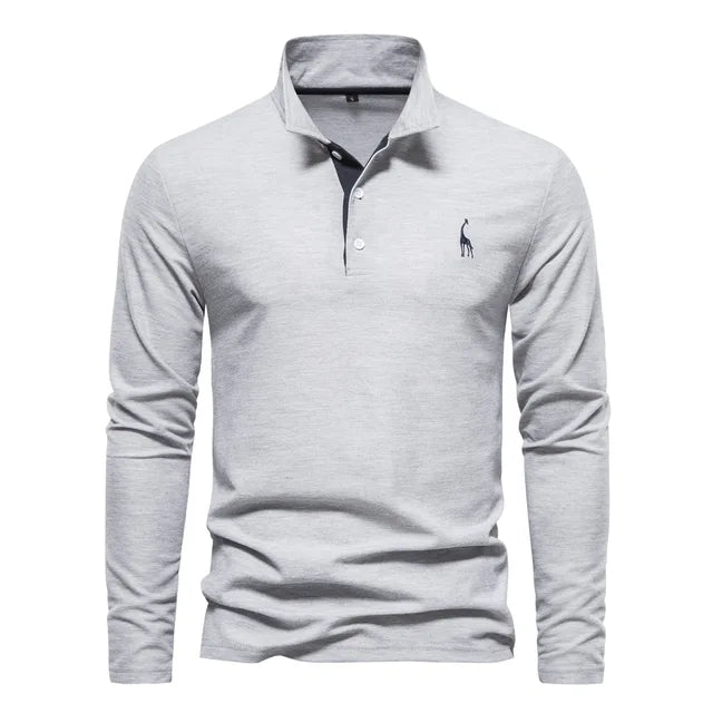 Frank | Cotton Blend Long Sleeve Polo Shirt