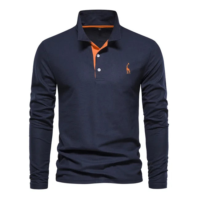 Frank | Cotton Blend Long Sleeve Polo Shirt
