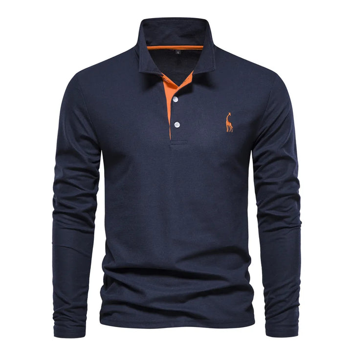 Frank | Cotton Blend Long Sleeve Polo Shirt