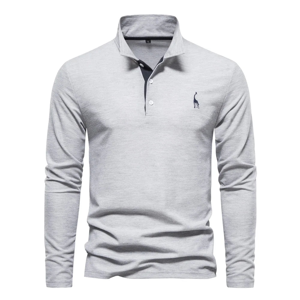 Frank | Cotton Blend Long Sleeve Polo Shirt