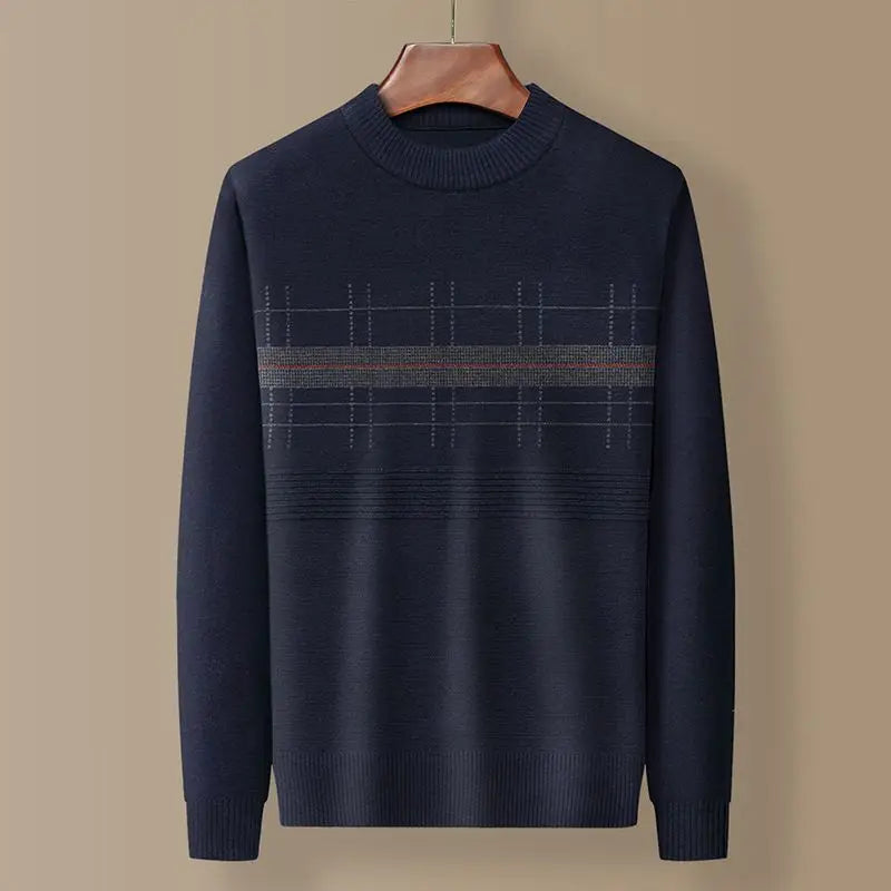 Evan™ | Plaid Knit Round Neck Sweater