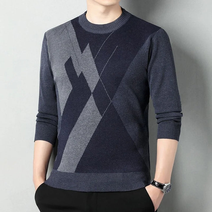 Evan™ | Plaid Knit Round Neck Sweater