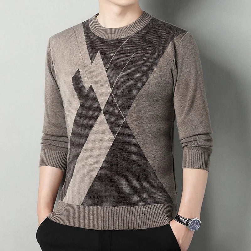 Evan™ | Plaid Knit Round Neck Sweater