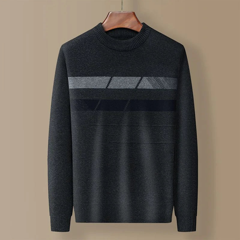 Evan™ | Plaid Knit Round Neck Sweater