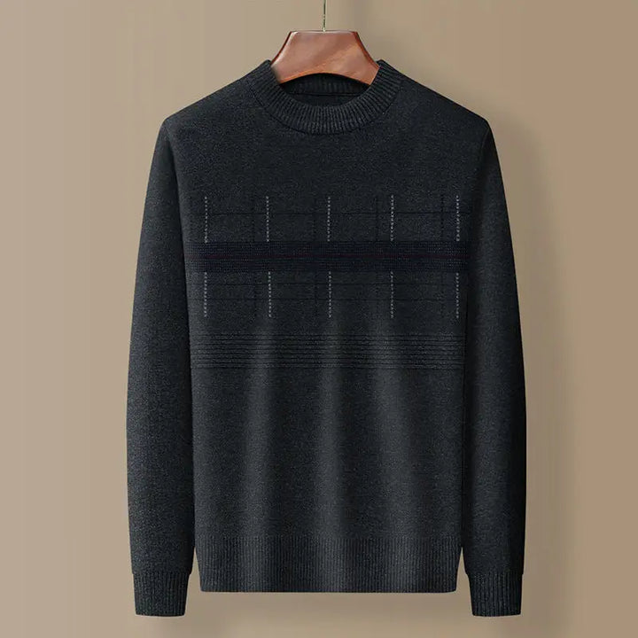 Evan™ | Plaid Knit Round Neck Sweater