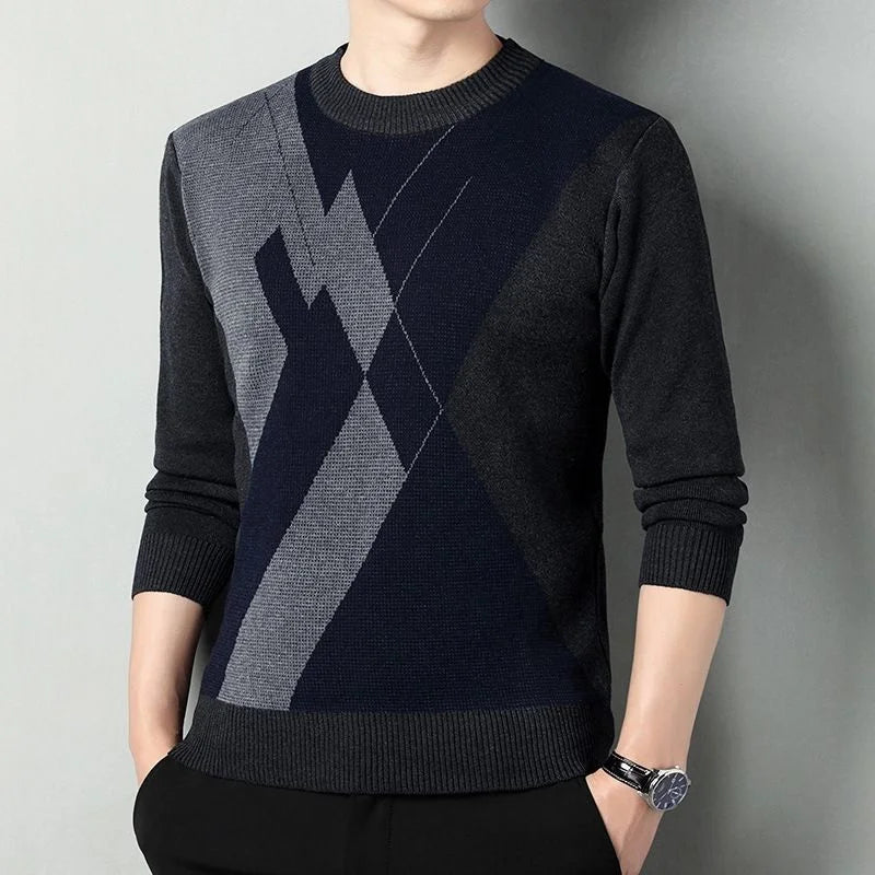 Evan™ | Plaid Knit Round Neck Sweater