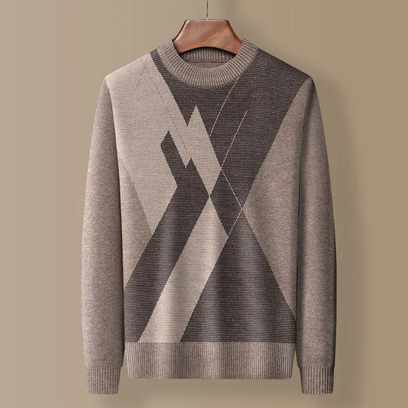 Evan™ | Plaid Knit Round Neck Sweater