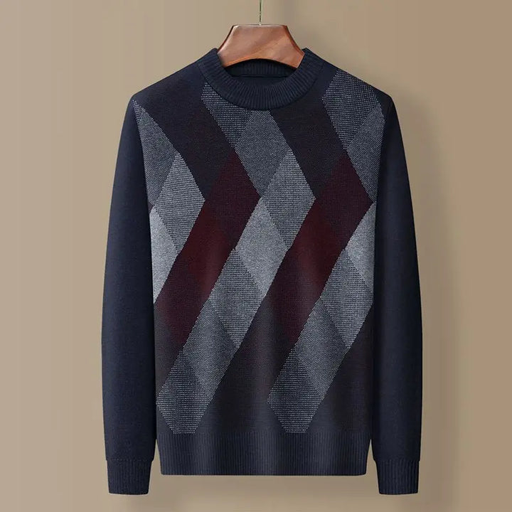 Evan™ | Plaid Knit Round Neck Sweater