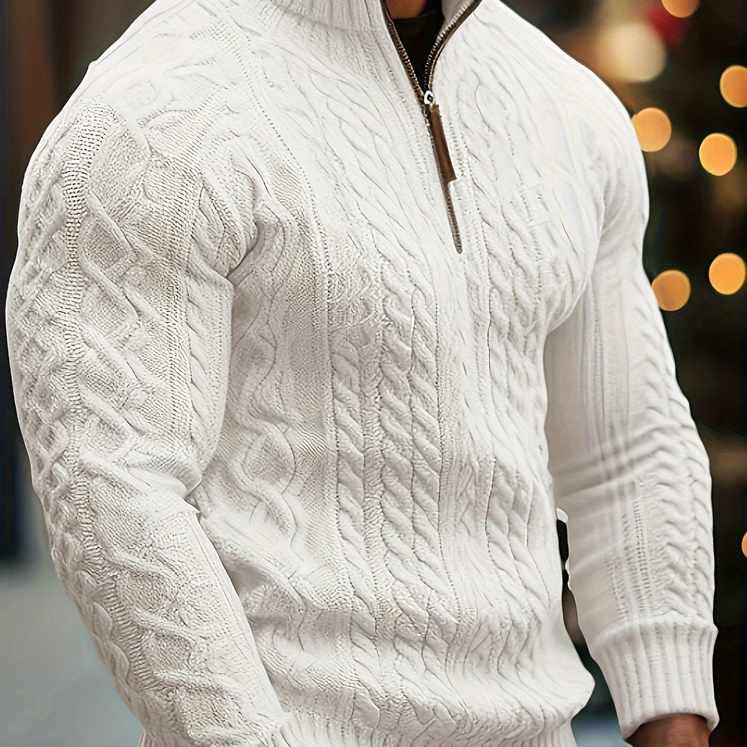 Grayson™ | Half-High Collar Zip Cable Knit