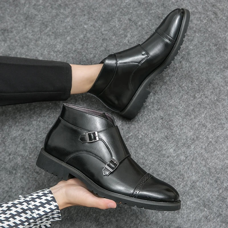 Parker | Double Buckle Synthetic Leather Boots